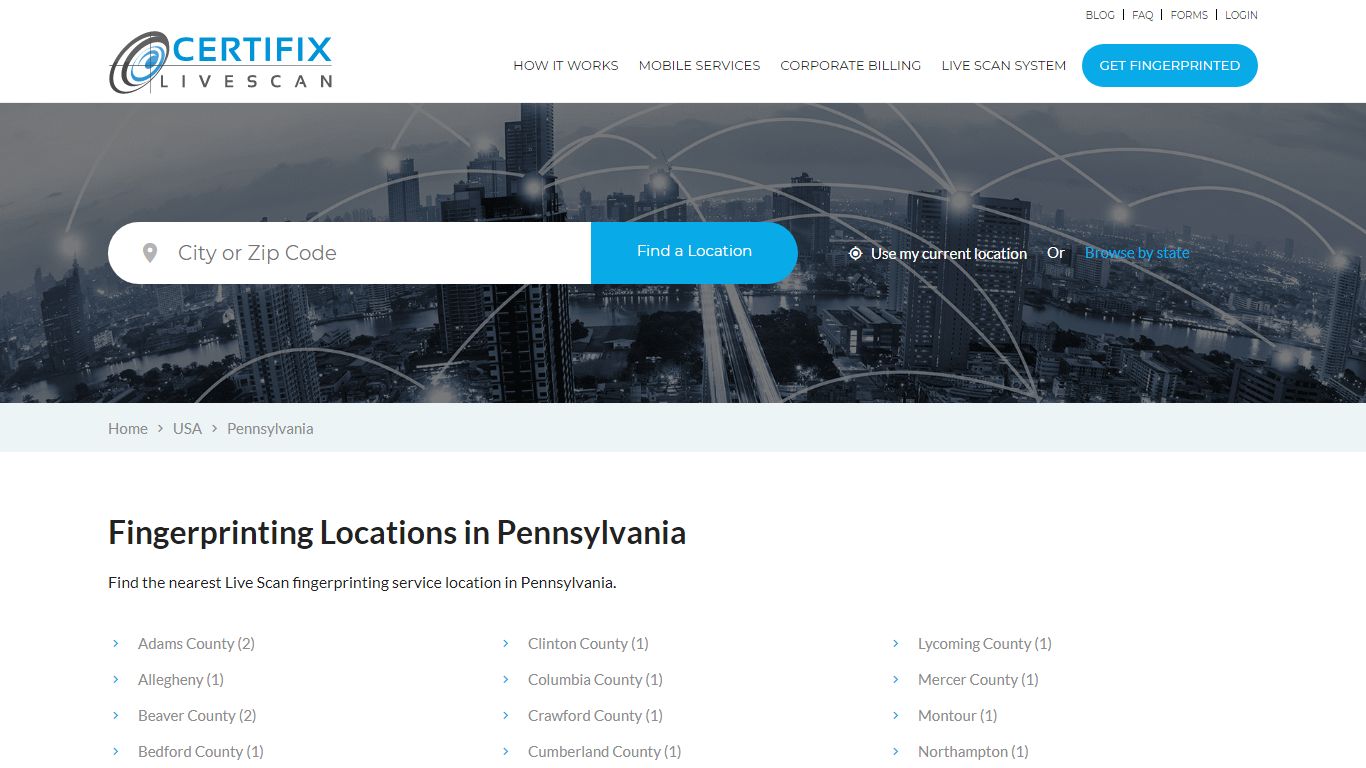 Fingerprinting Locations in Pennsylvania - Certifix Live Scan